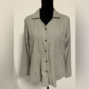J. JILL Women 100% Cotton Corduroy Blouse Long  Sleeve Grey Size Large